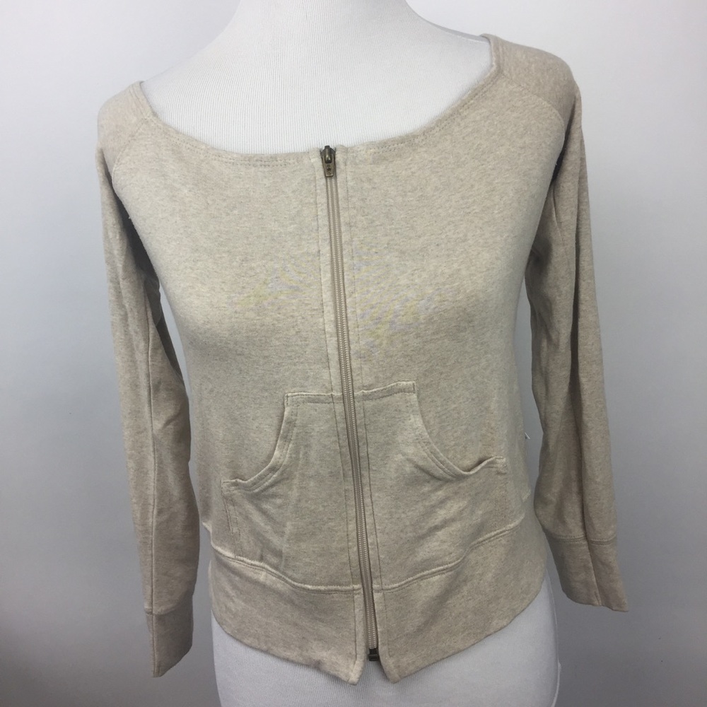 Bebe sport oatmeal zip up hoodie